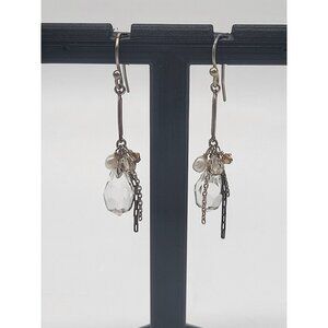 Silpada Dangle Drop Dainty Earrings Crystal Freshwater Pearl Sterling Silver